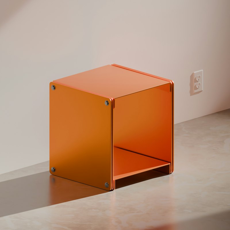 Orange Cube Side Table